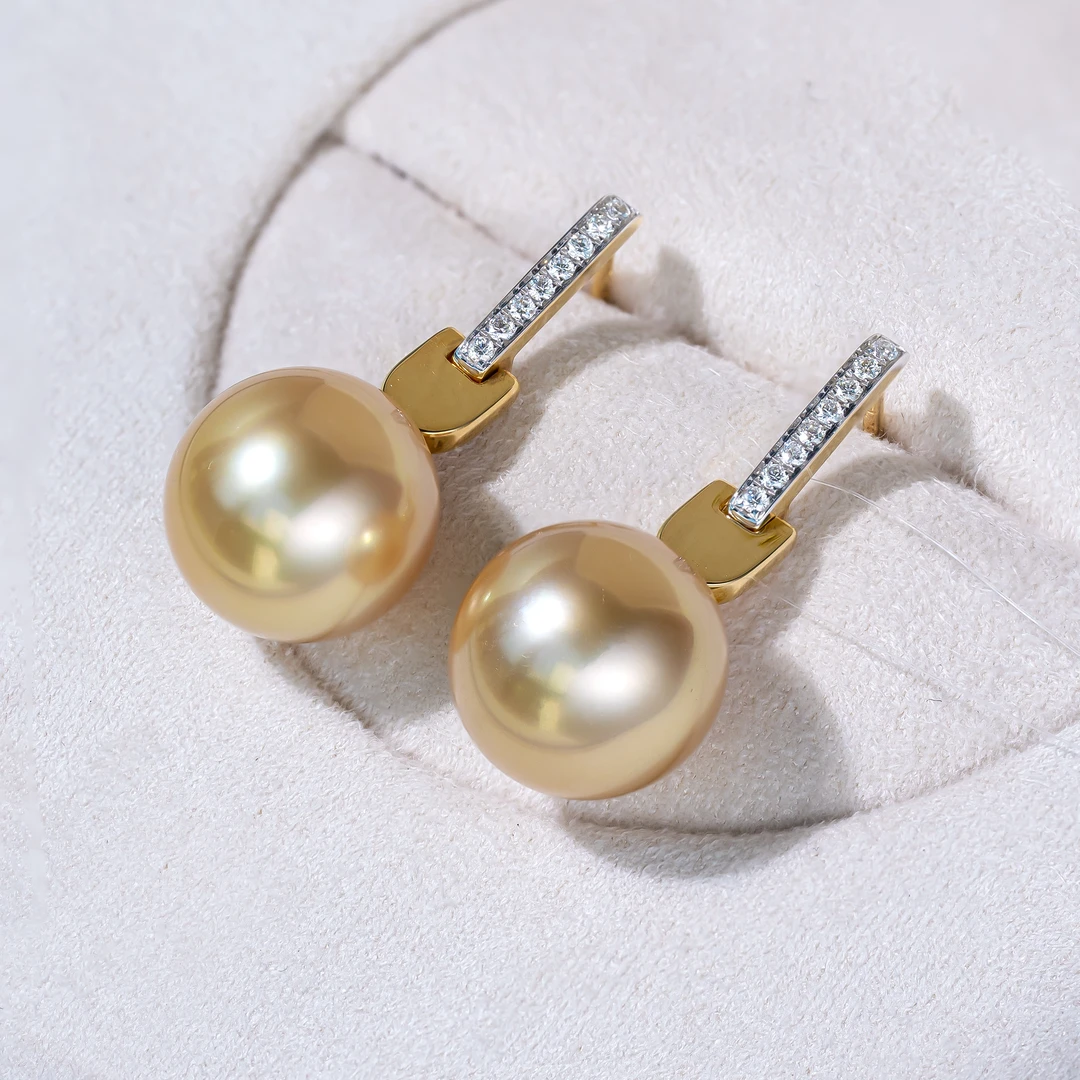 AKOYA【孤品】南洋金珠SP耳钉10-11轻奢时尚2395