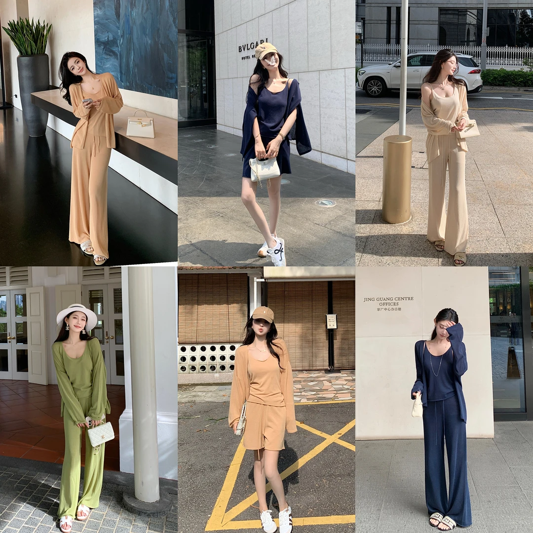 “松弛感空调系列”透气呼吸感高捻丝麻 夏日舒适针织-时尚套装