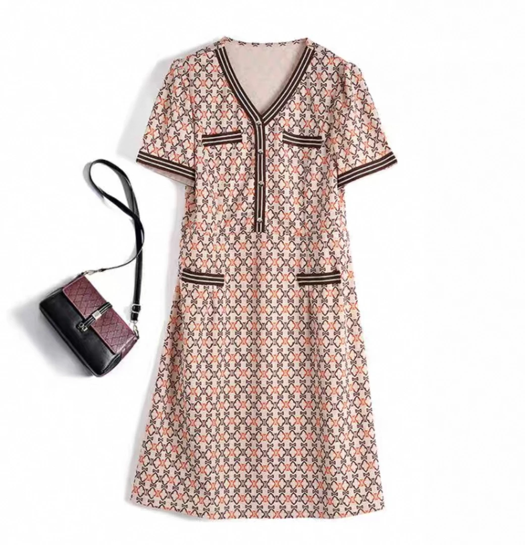 【撤柜专属】Y101撤柜轻奢时尚夏季四叶草印花休闲连衣裙女