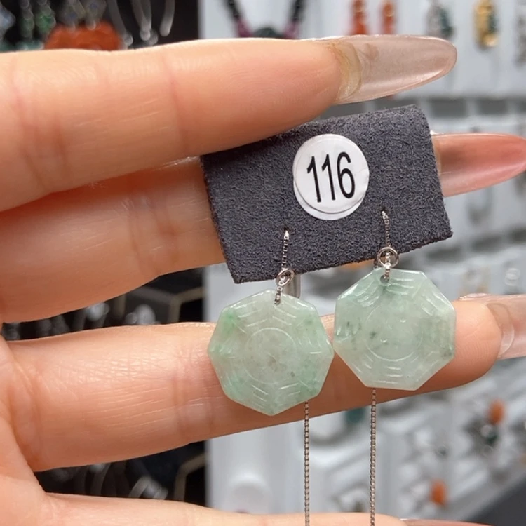 【闪购商品】翡翠耳饰银S925镶嵌耳饰