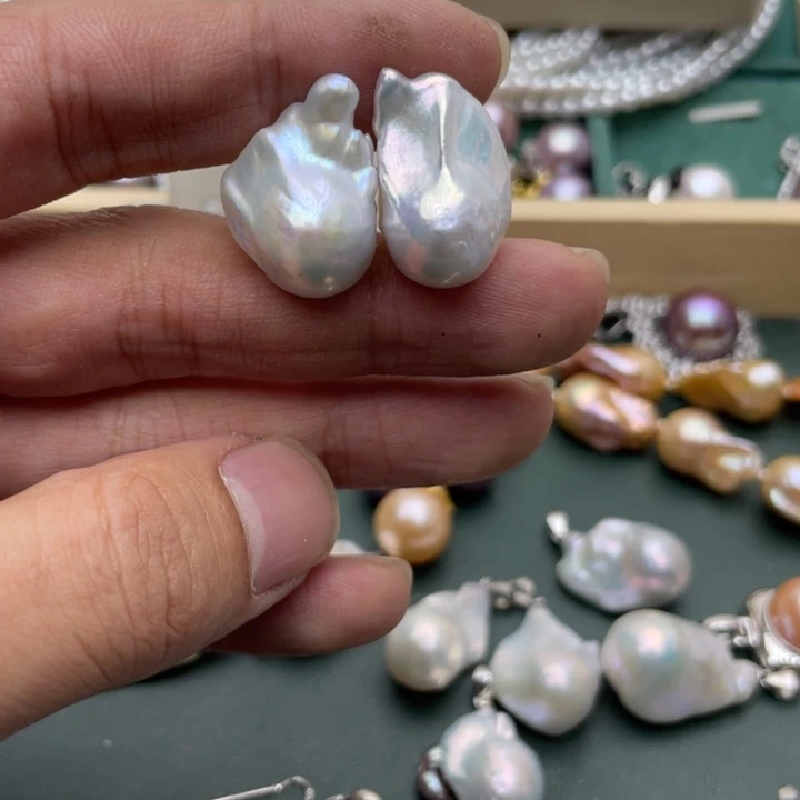 淡水珍珠耳饰银S925镶嵌