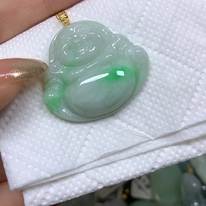 翡翠18K金镶嵌颈饰挂件