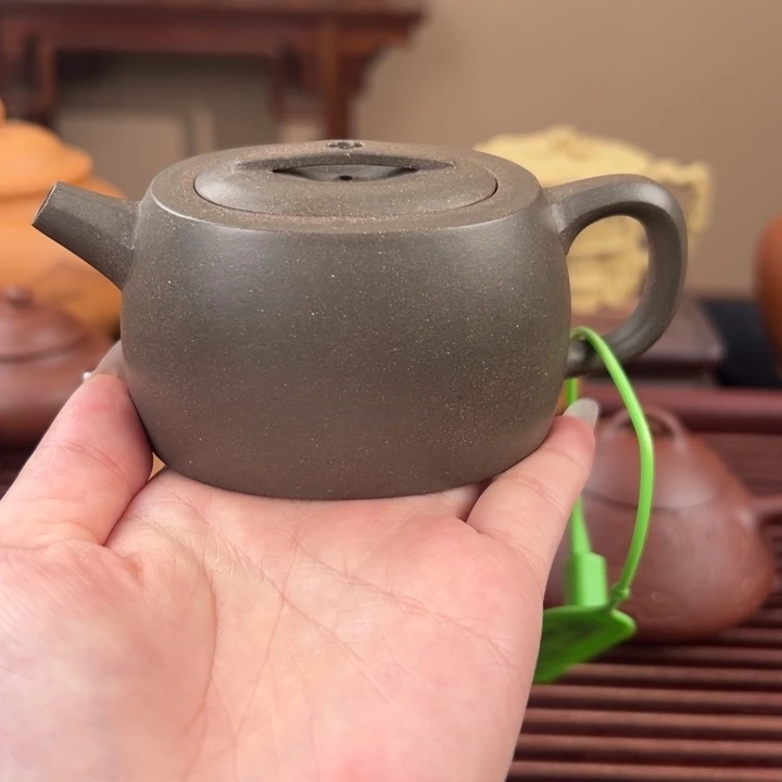 茶壶紫砂翠绿泥腰圆120cc