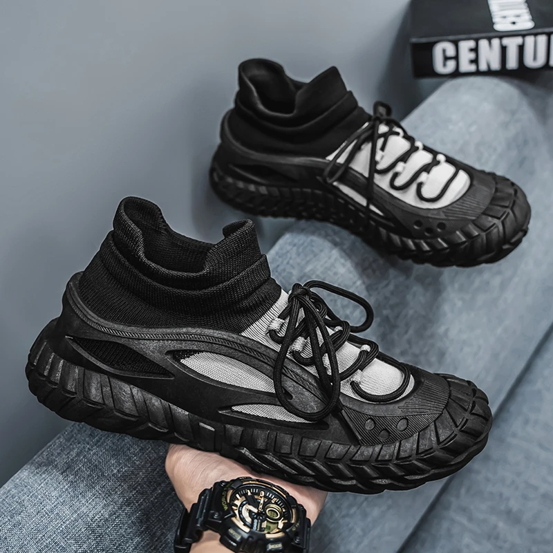 2025夏季新款男士运动鞋飞织鞋袜子鞋一脚蹬懒人鞋百搭休闲鞋