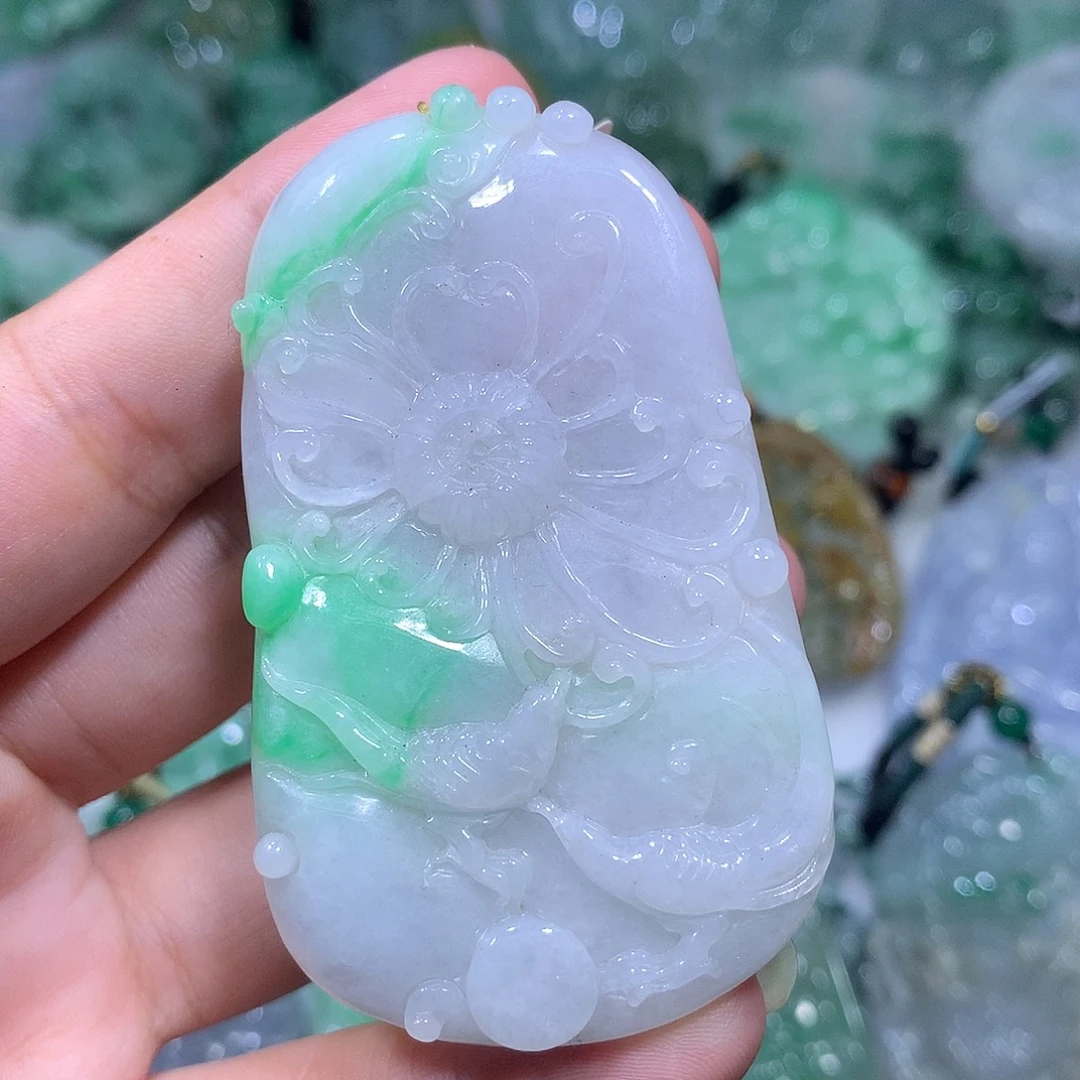 翡翠18K金镶嵌吊坠(不含链)