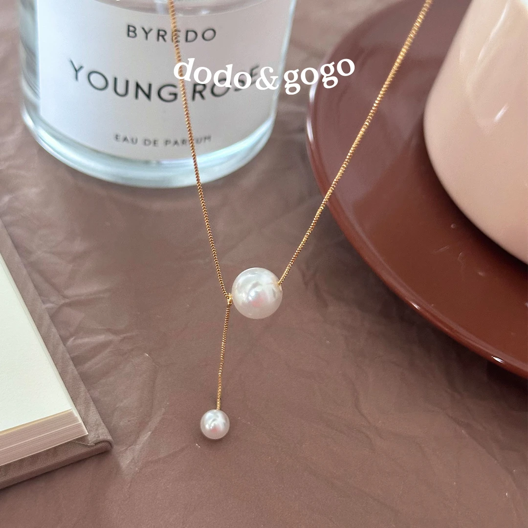 DODOGOGO 合金仿珍珠项链 轻奢珠珠流苏项链女精致简约百搭毛衣链