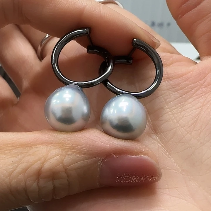 海水珍珠耳饰银S925镶嵌菠****猫