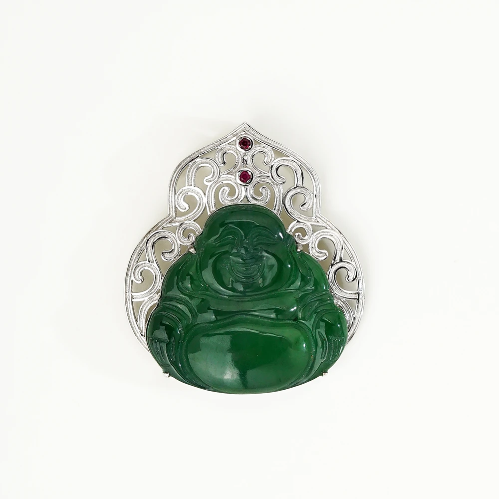 孤品18K翡翠佛吊坠44480