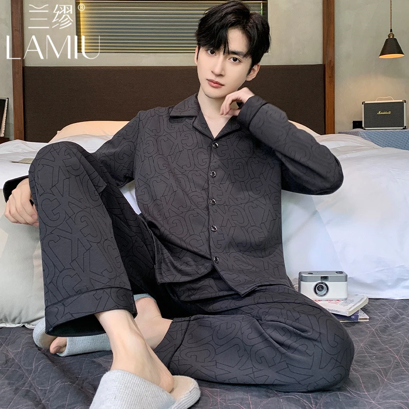 男士睡衣男春秋款冬季纯棉长袖家居服休闲男款全棉大码可外穿套装