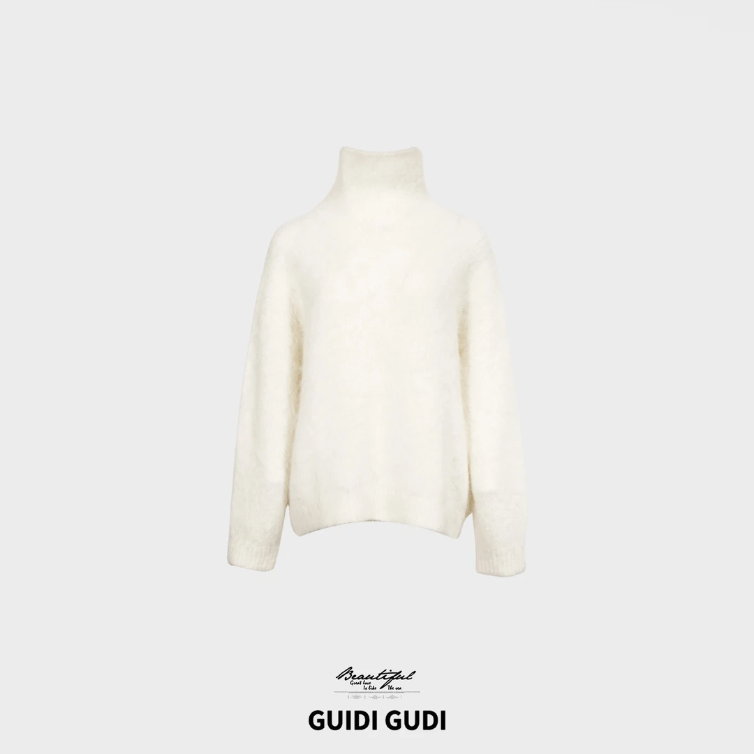 GUIDI GUDI【喜暖】轻奢感时尚浪漫风高领毛衣/黄加蓝