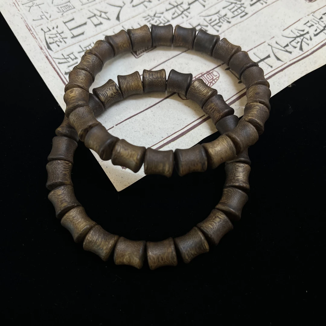 沉香【竹节珠】海南莺歌绿棋楠沉香手串单圈多样性发其一
