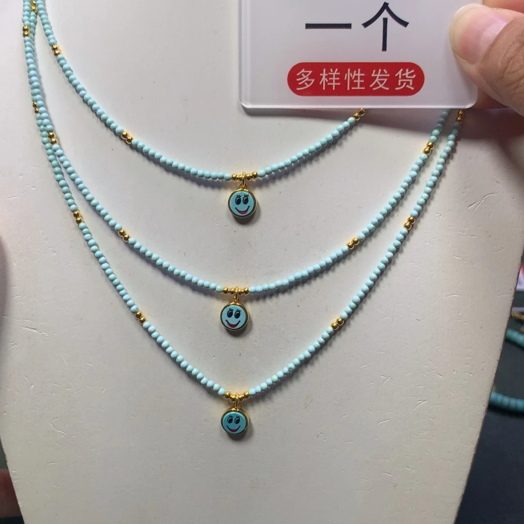 绿松石银S925镀金镶嵌锁骨