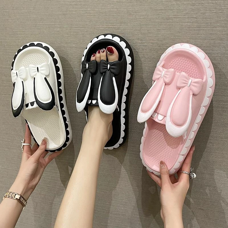 踩屎感拖鞋女夏季室内家居浴室洗澡防滑可爱卡通兔子凉拖鞋女外穿