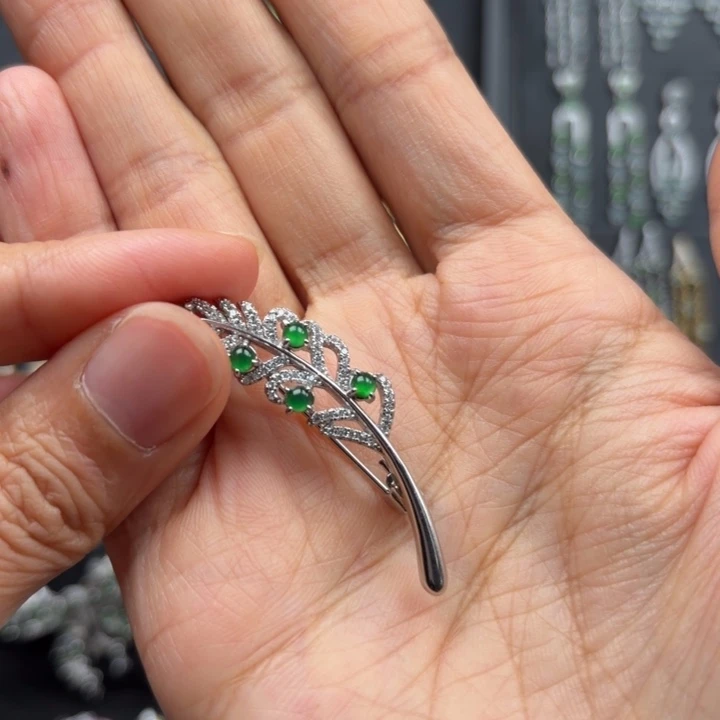 h***～翡翠银S925镶嵌耳饰