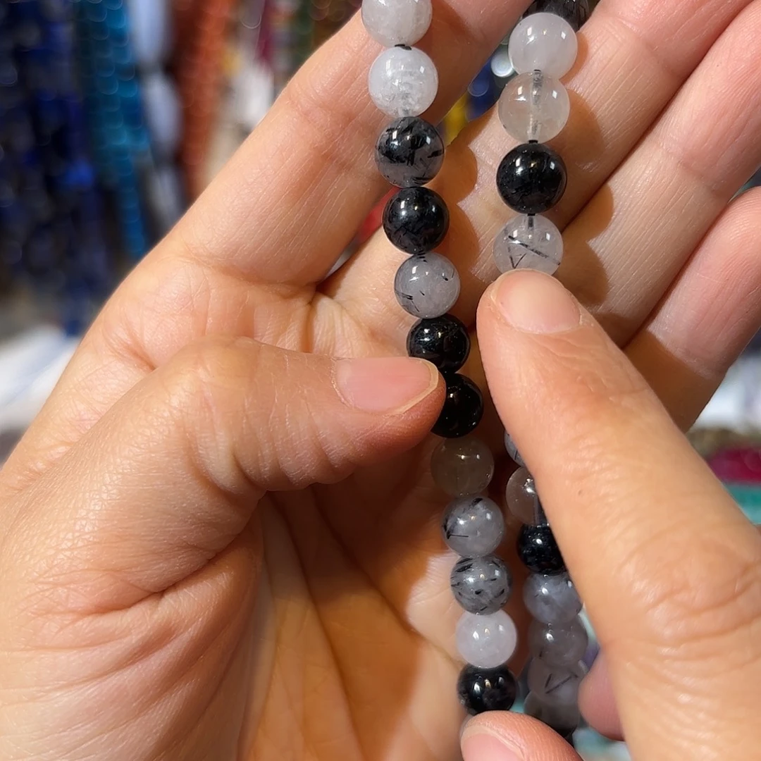 玛瑙/玉髓未镶嵌珠宝半成品黑发晶卡8一条