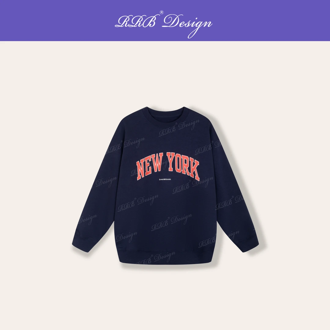 RRB Design「纽约hoodie」重磅100%棉字母宽松显瘦印花长袖卫衣