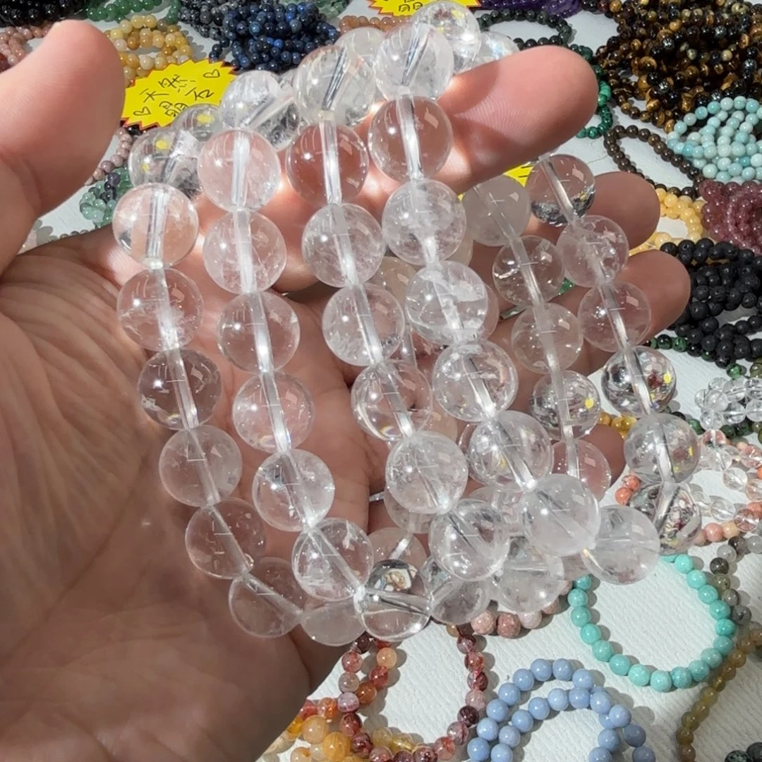 玛瑙/玉髓合金手链白水晶12mm