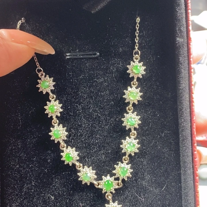 翡翠吊坠(不含链)银S925镶嵌挂件