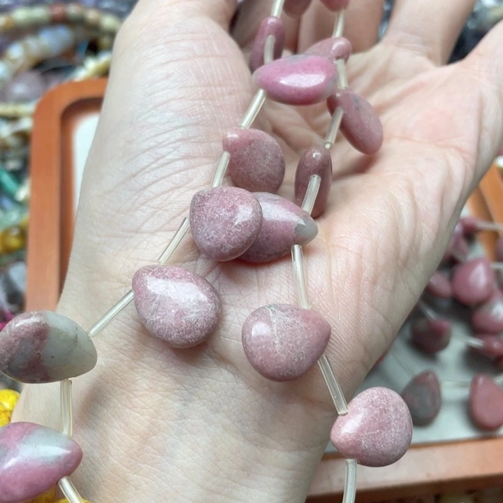 玛瑙/玉髓合金珠宝半成品一条13mm红纹石水滴