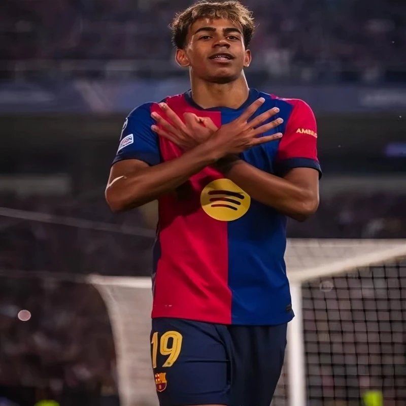 西甲巴萨球衣2425主场欧冠亚马尔加维德荣巴塞罗那球员球迷版成人