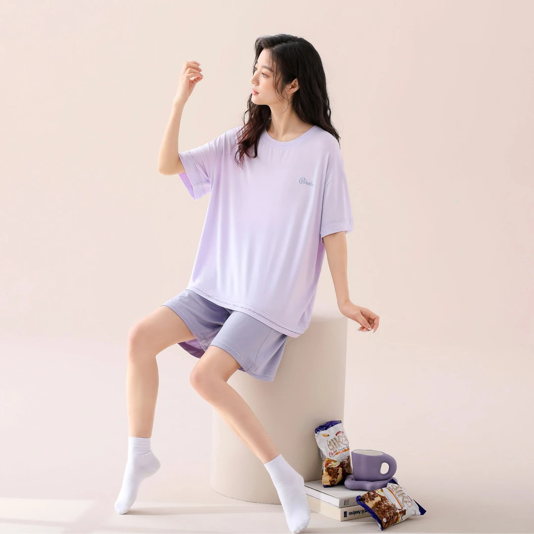 女睡衣家居服套装清新家居服短袖夏季23114和23113和23112和23115