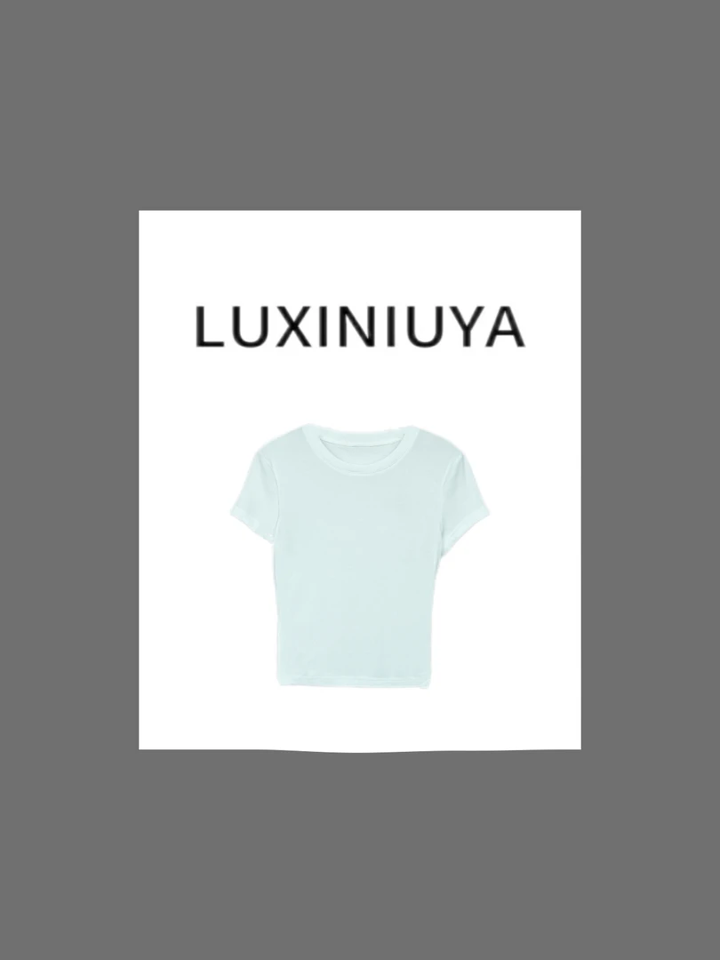 【LUXINIUYA】刺绣短袖圆领显瘦上衣#CX3421
