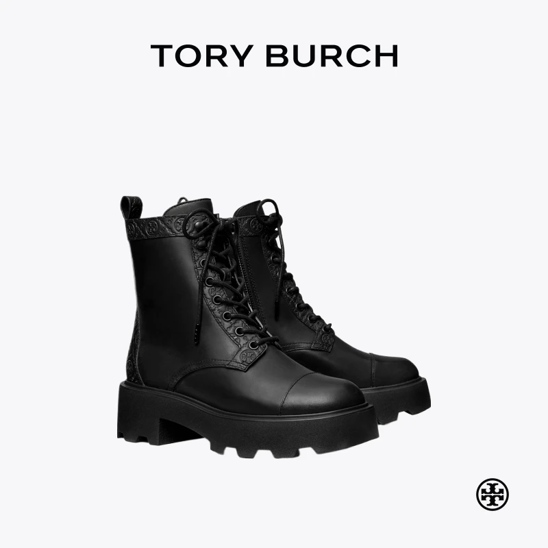 TORY BURCH 汤丽柏琦 T MONOGRAM 厚底马丁靴短靴女靴 178112