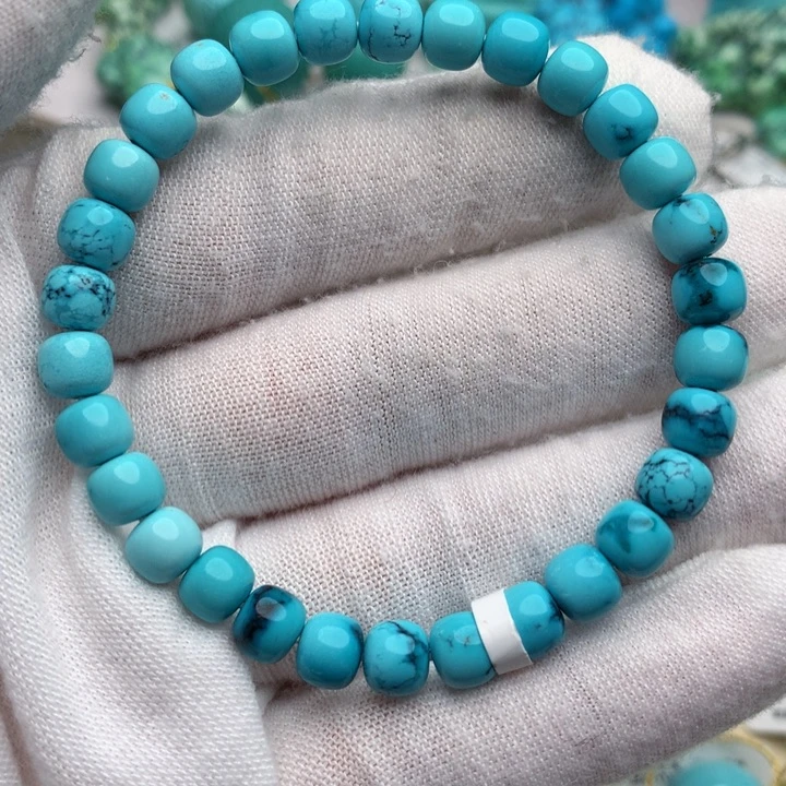 绿松石未镶嵌珠宝奇石老型单圈6mm