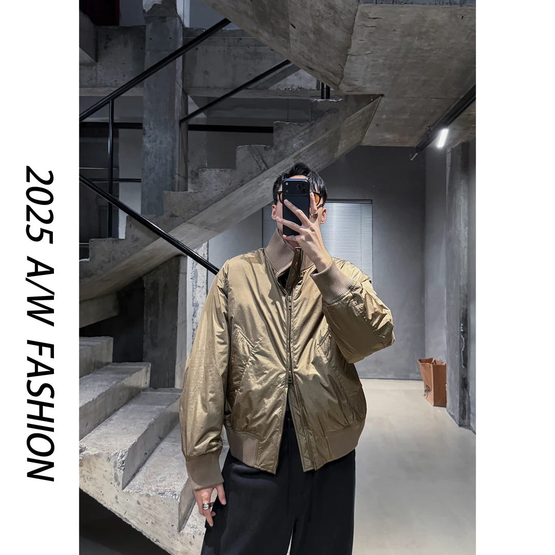 【叶继枫】25 A/W 90白鹅绒哑光立领复古短款廓形简约夹克羽绒外套