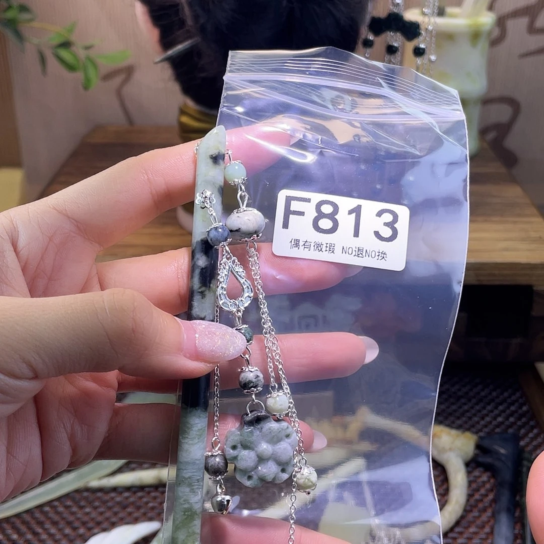 蛇纹石玉发饰合金好**露