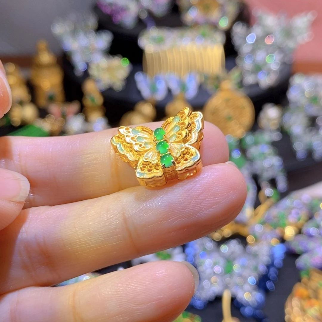 吊坠(不含链)银S925镶嵌翡翠