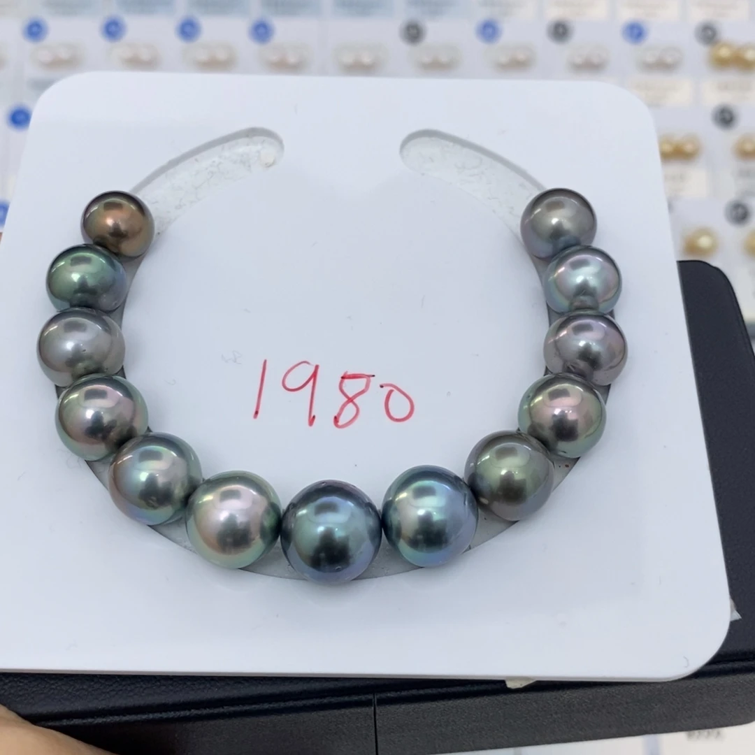 海水珍珠未镶嵌极光混彩大溪地串10.5-12.8