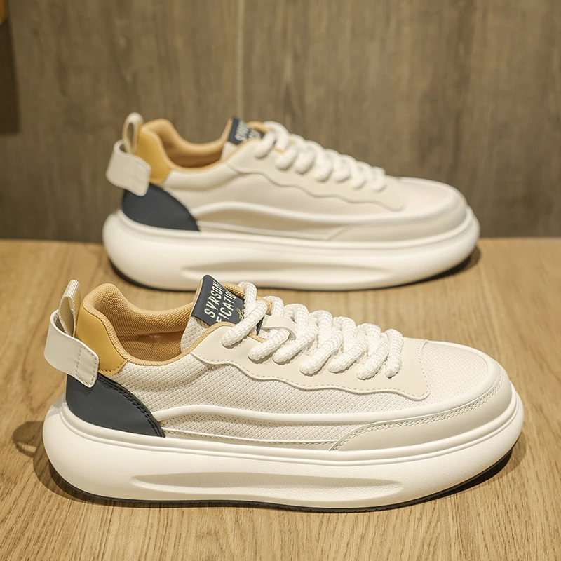 男鞋厚底白色运动鞋网鞋透气男士白鞋休闲鞋男生男款鞋子板鞋夏季