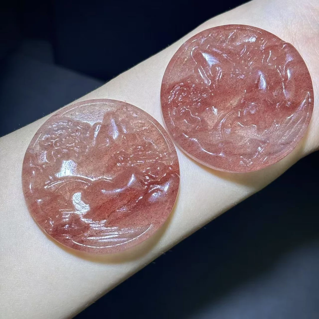 面面来财珠宝X2C11084-草莓晶水晶山水牌-配珠链-多样性发其一