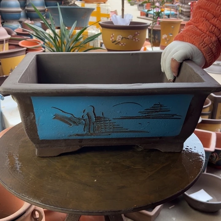 紫砂40蓝马槽 口径40×30×16