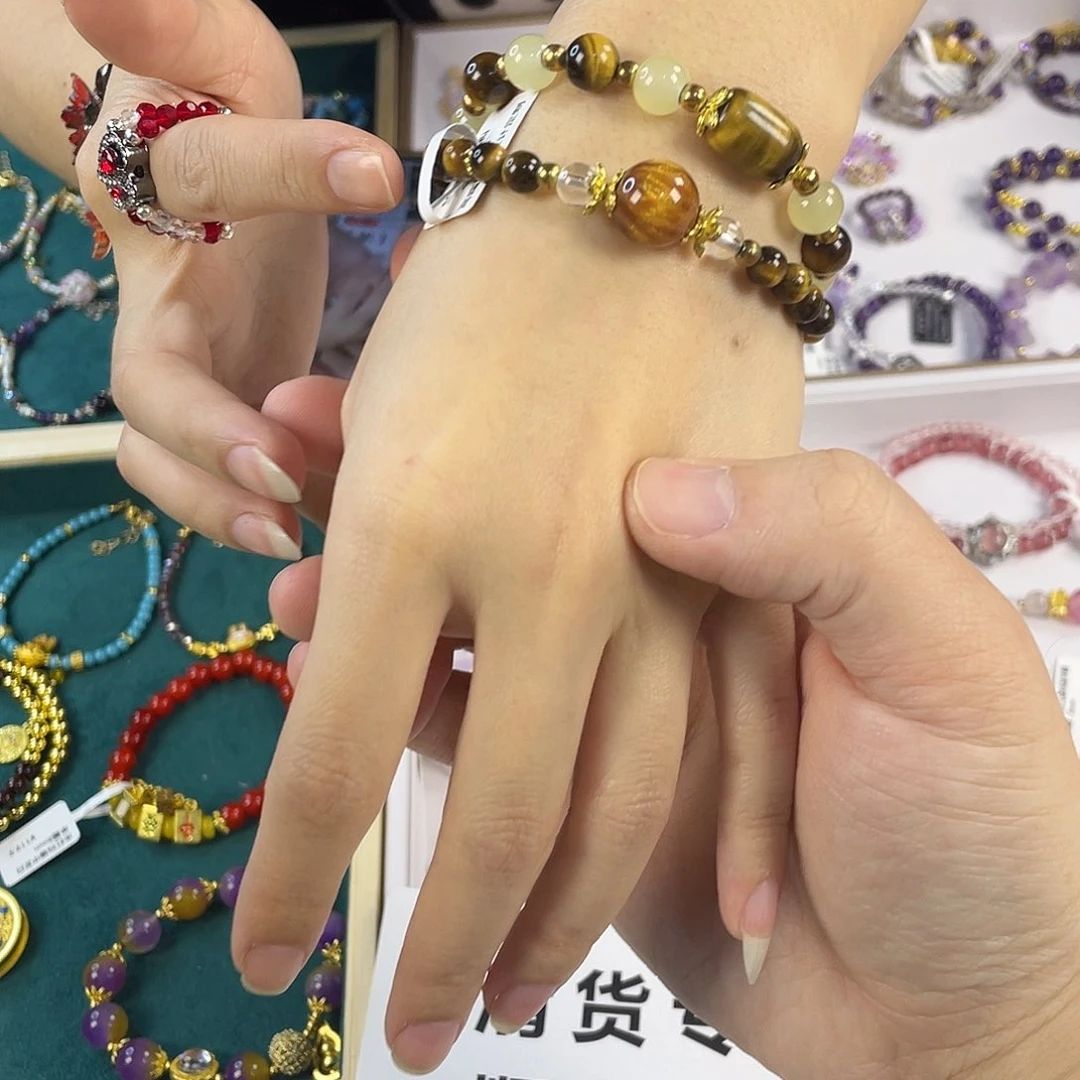 水晶手链银S925镀金镶嵌