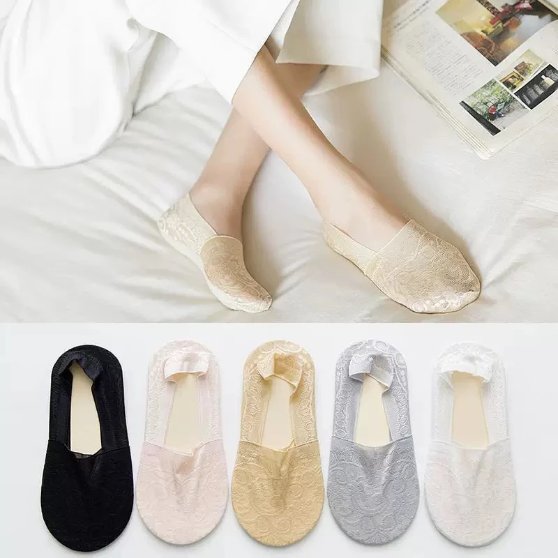 E080女士新款蕾丝船袜（长边）