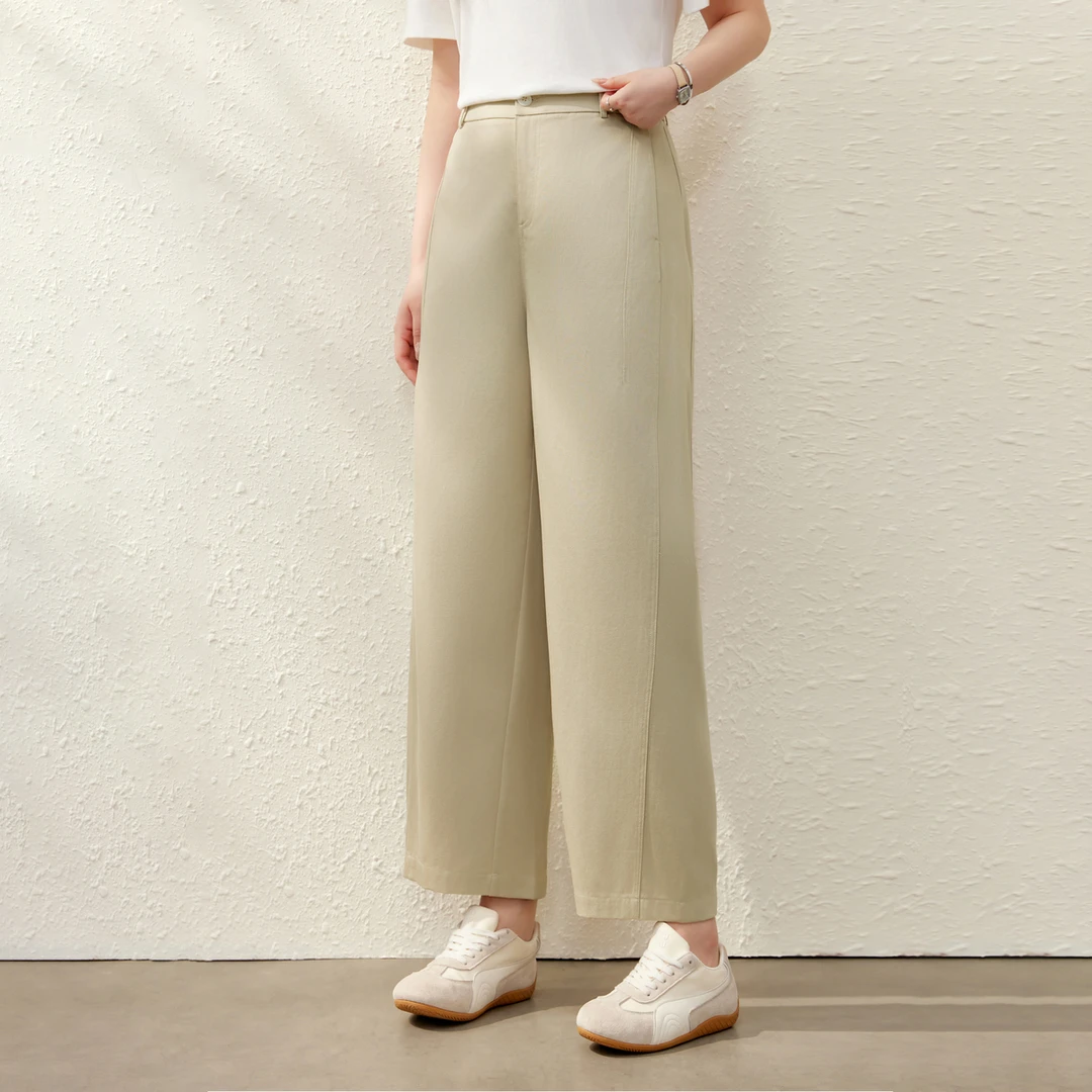 【简约休闲裤子】纤莉秀大码女装洋气莱赛尔百搭显瘦裤子QK1638