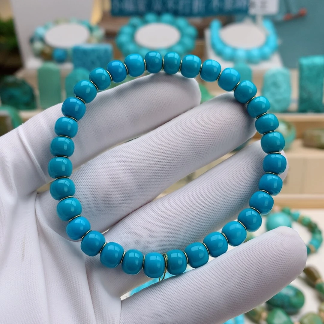 绿松石18K金镶嵌挂件精品老型手串