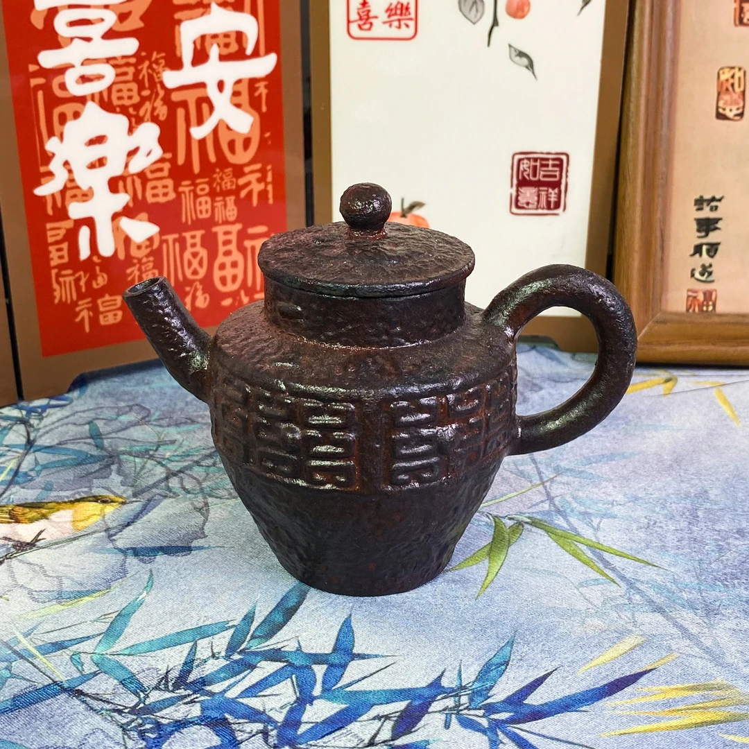 全手工黑紫砂不规则复古泡茶壶