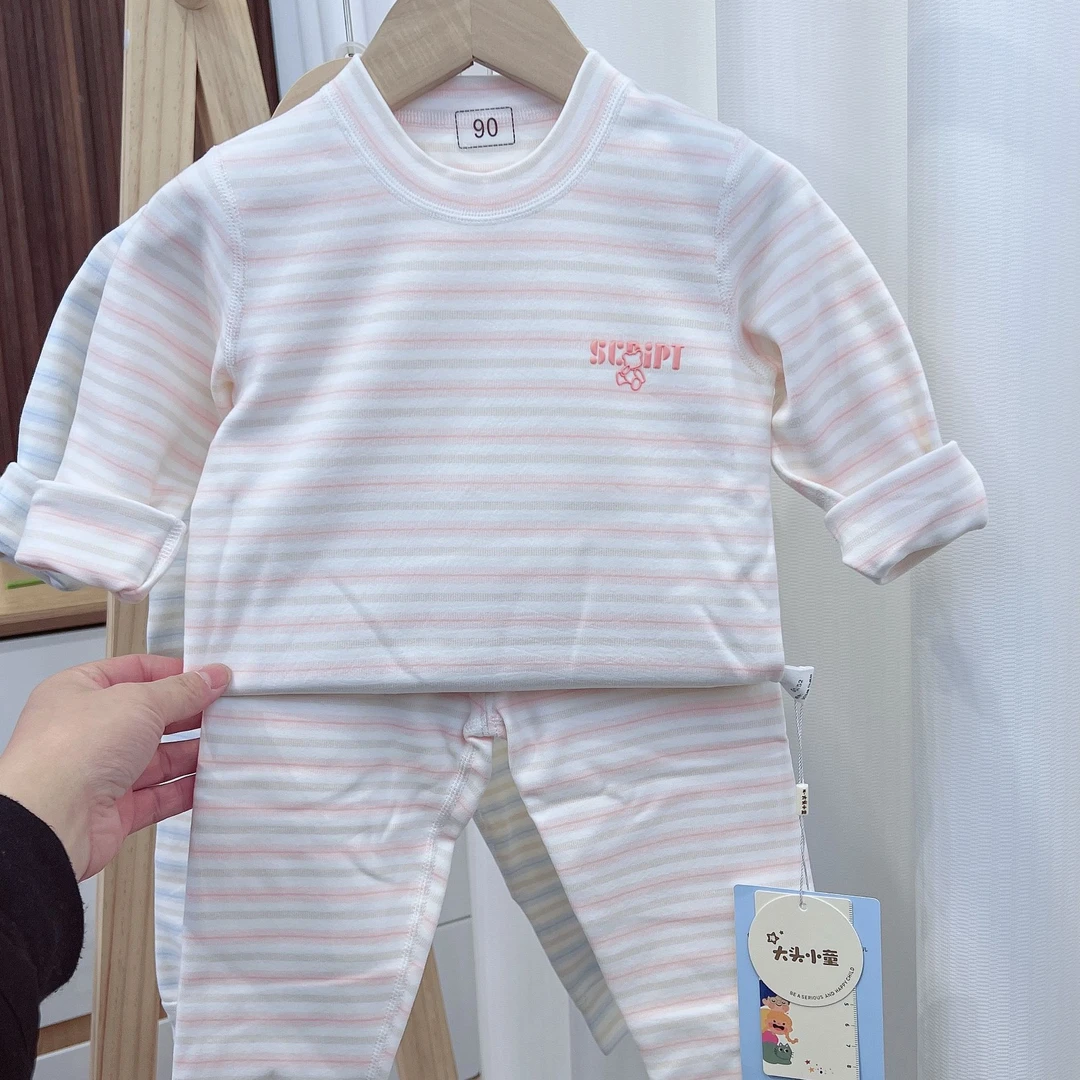 儿童246加厚舒绒棉秋衣套装A类高弹力松紧腰秋衣秋裤男款青少年