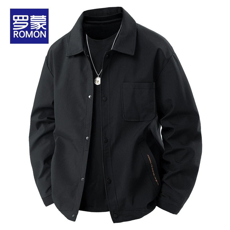 罗蒙男款潮流夹克2025新款宽松休闲翻领外套男士秋冬时尚百搭上衣