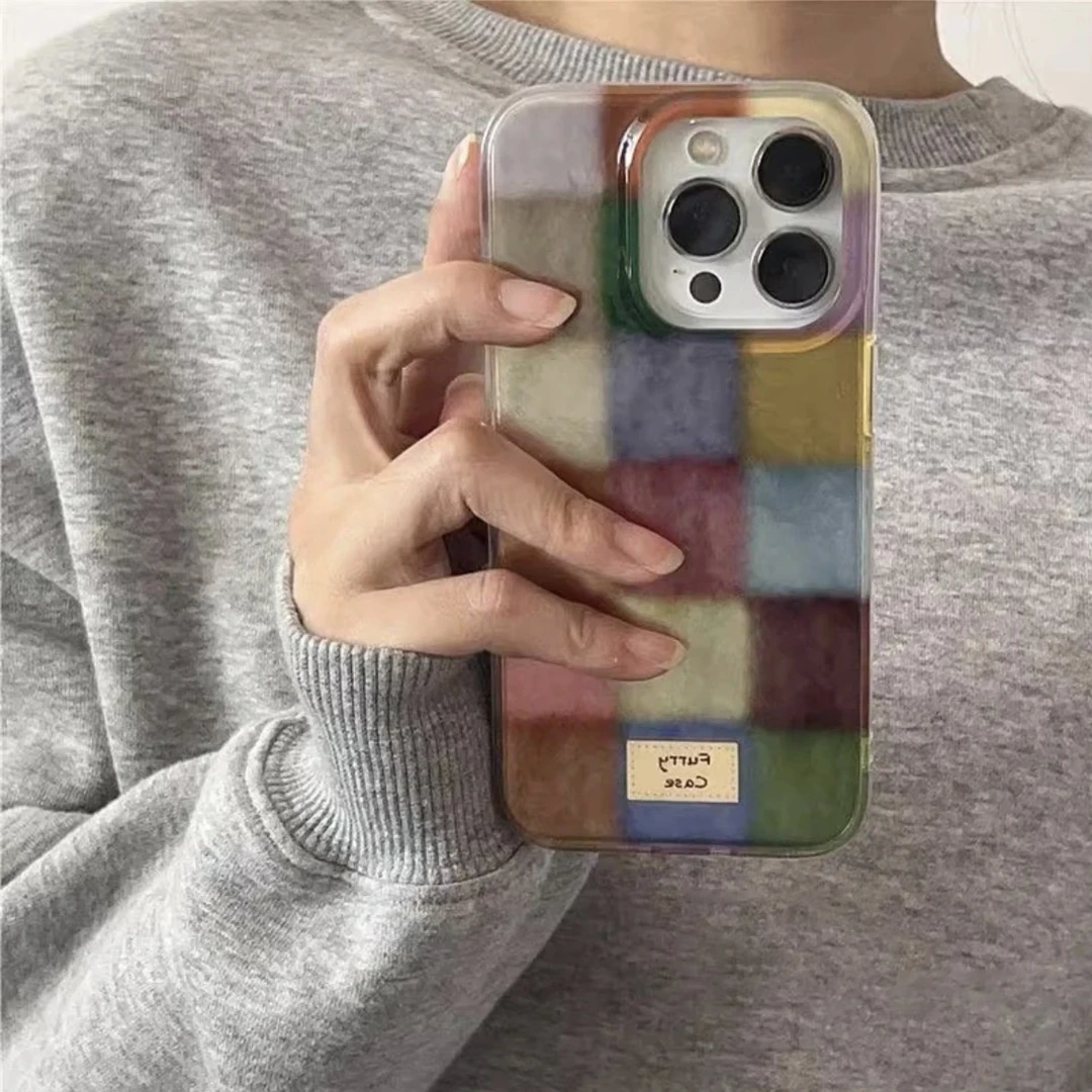 奥菲顿彩色拼格适用iPhone16冰川手机壳苹果华为vivo小米15oppo套