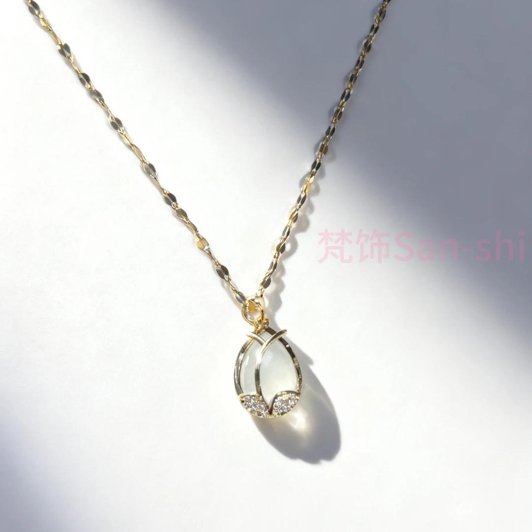 钛钢仿水晶项链 （33号）21cm-50cm(含)以下白色优雅灵动ins简约