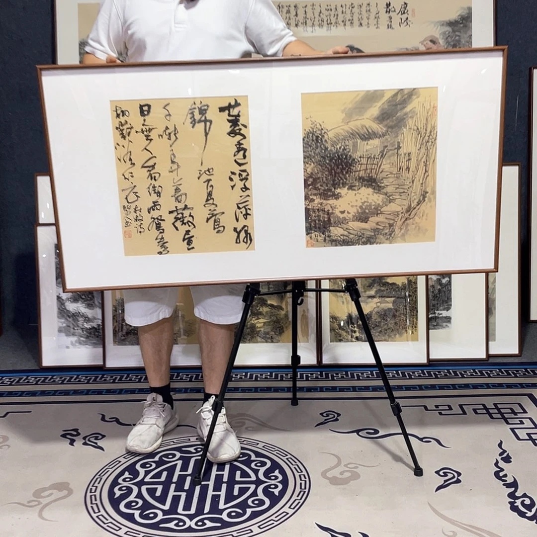 国画手绘画作品带框
