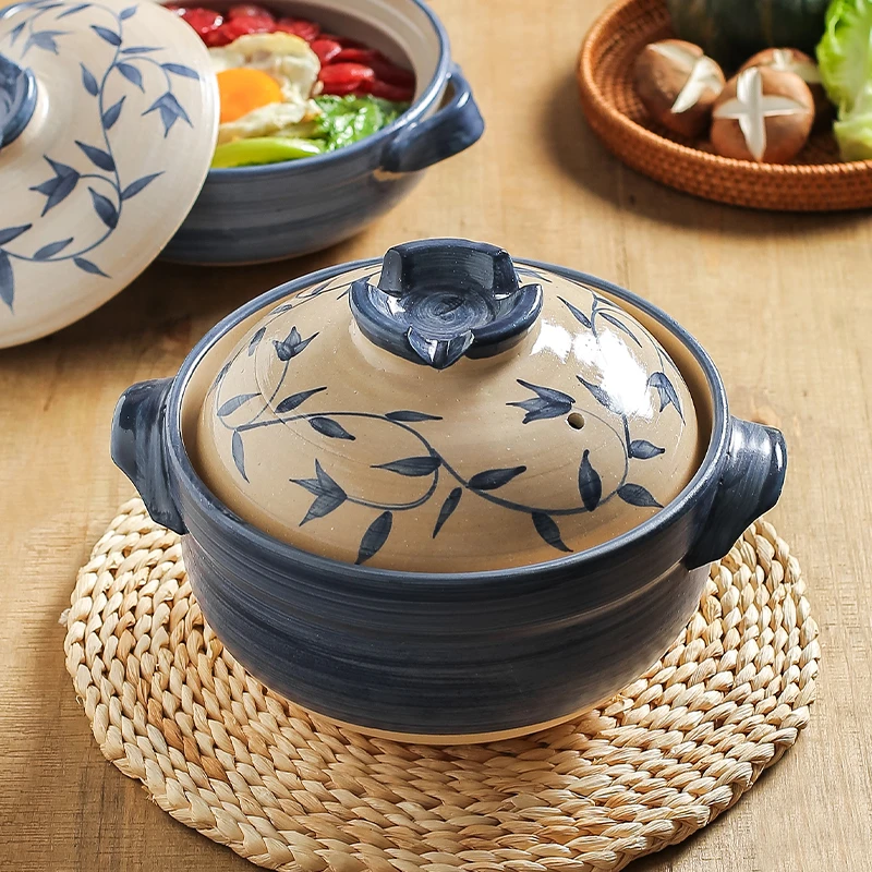 川岛屋日式砂锅煲耐高温干烧不裂炖锅家用燃气煲仔饭专用陶瓷汤锅