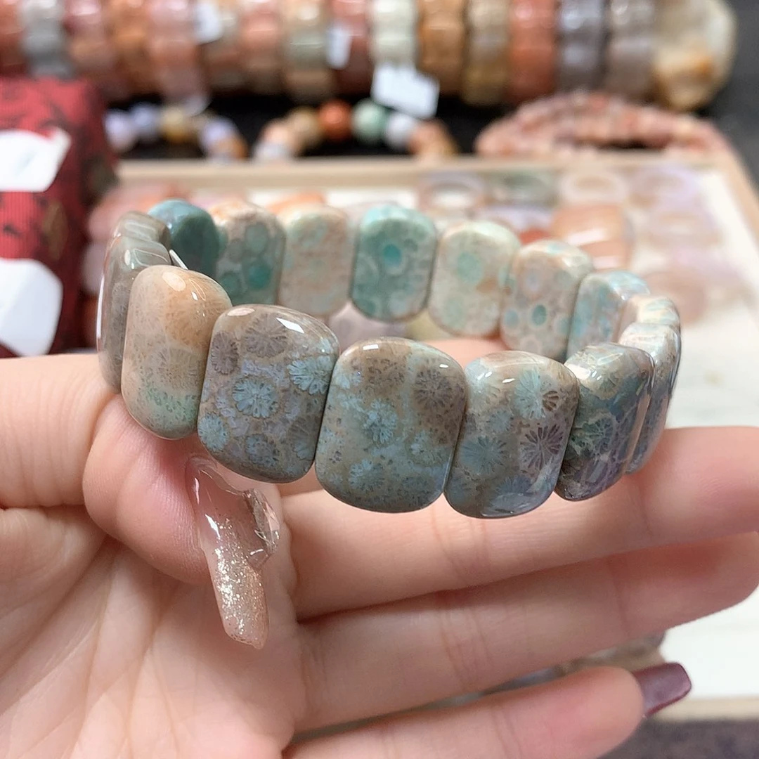 硅化珊瑚（珊瑚玉）手链未镶嵌梦***羽732