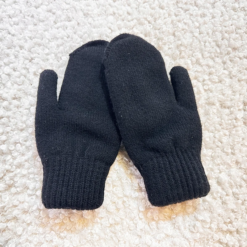 蒙古国羊毛儿童纯色保暖手套秋冬男女同款连指手套