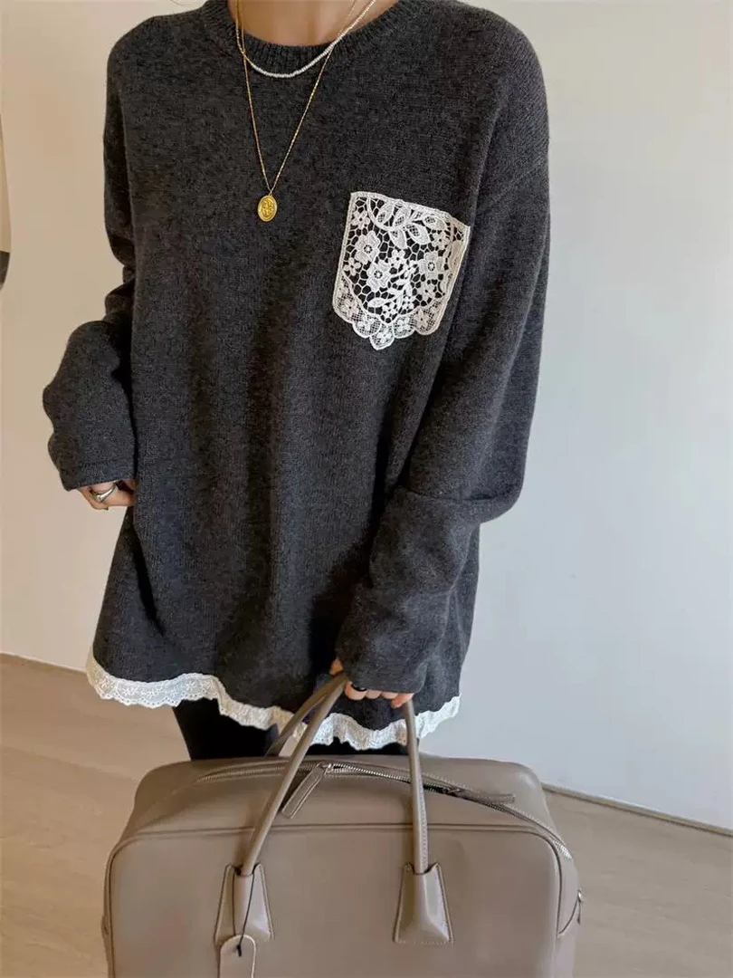 DD-105圆领百搭秋季休闲假两件印花慵懒风上衣