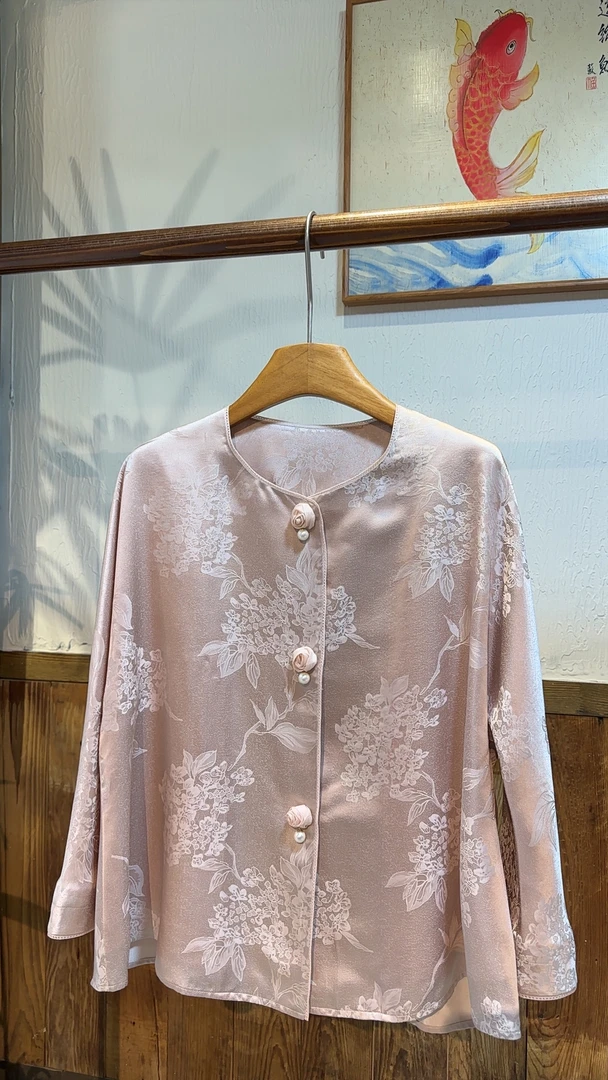 【麟韵华裳•新中式】新款新中式百分百桑蚕丝提花外套